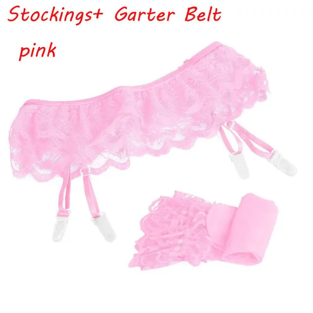 1 Set Womens Fashion Sexy Hot Lace Soft Top Thigh-Highs Stockings   Suspender Garter Belt