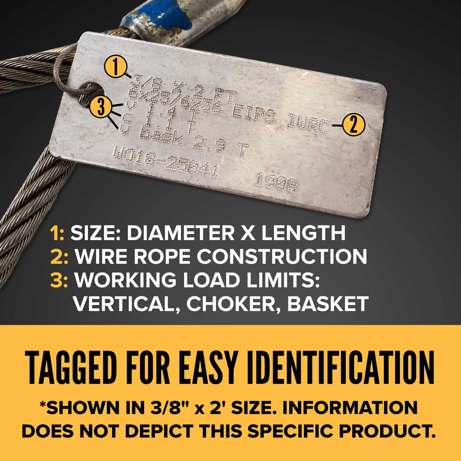 1" x 10' Standard Eye Wire Rope Sling