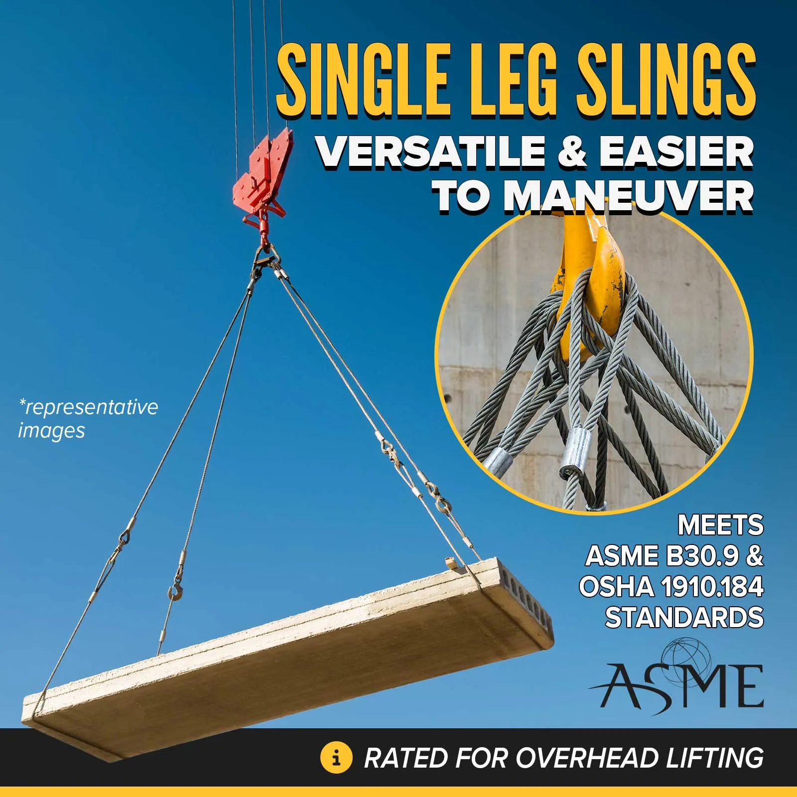 1" x 10' Standard Eye Wire Rope Sling
