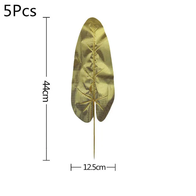 5/10pcs Artificial Gold Green Turtle Leaf Scattered Tail Leaf Fake Silk Plant For Wedding Birthday Party Home Decor Palm Leaves