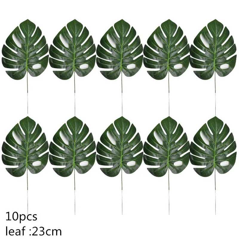 5/10pcs Artificial Gold Green Turtle Leaf Scattered Tail Leaf Fake Silk Plant For Wedding Birthday Party Home Decor Palm Leaves