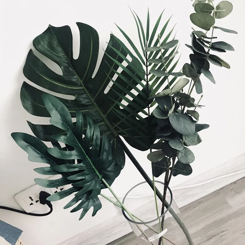 5/10pcs Artificial Gold Green Turtle Leaf Scattered Tail Leaf Fake Silk Plant For Wedding Birthday Party Home Decor Palm Leaves