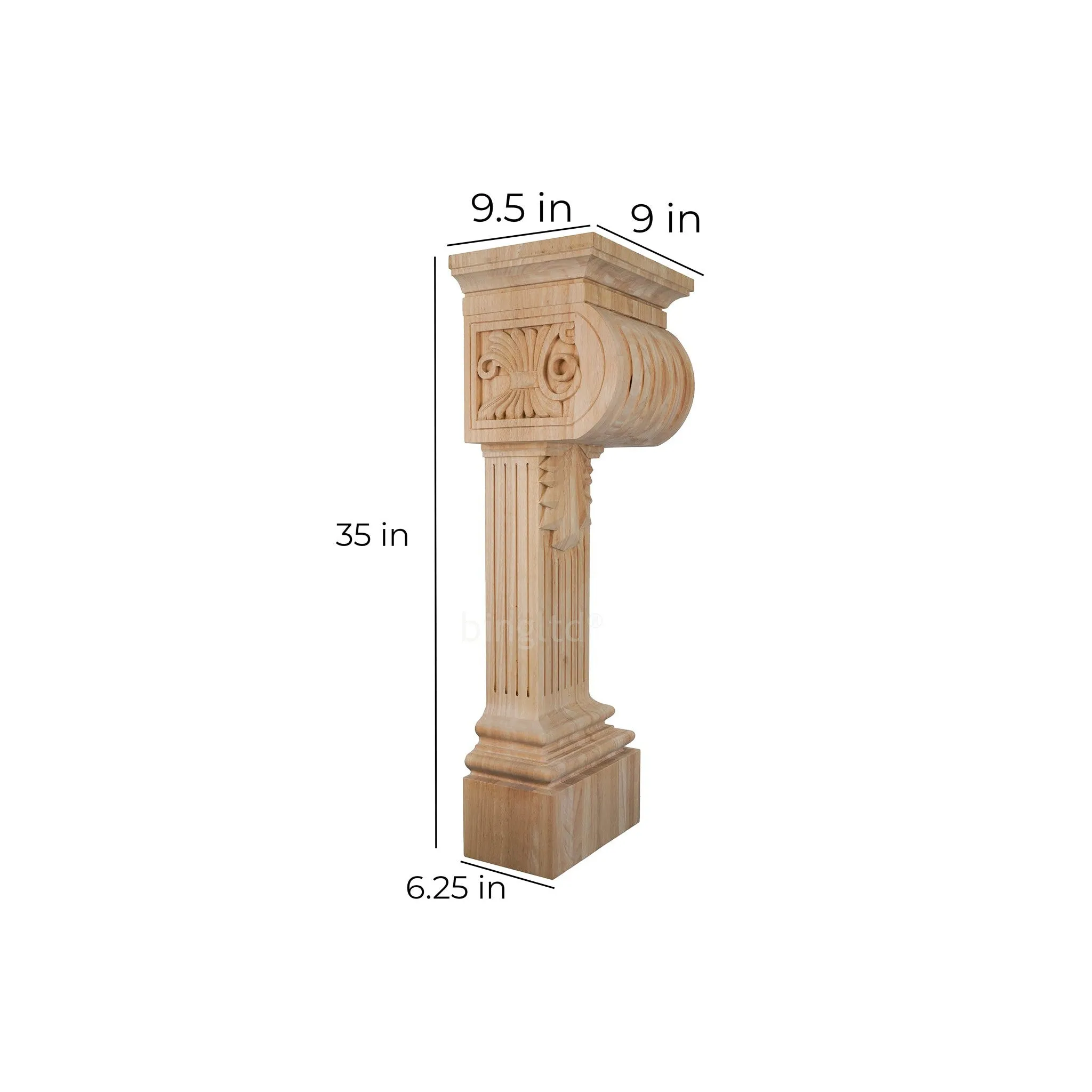 bingltd - 35" Roman Inspired Ionic Style Mantel Fireplace Leg Corbel (FL-001-RW-UNF)