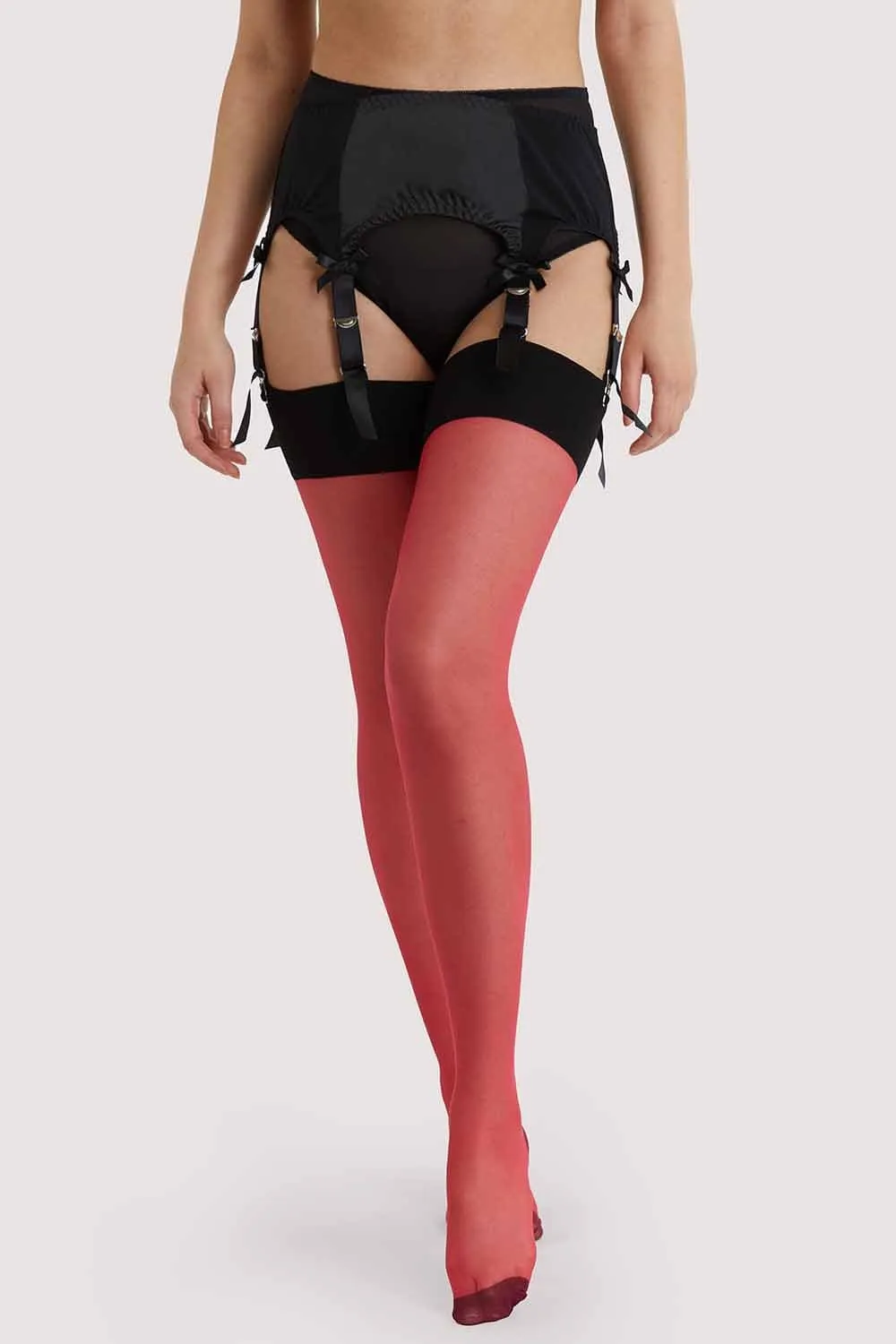 Seductive Red Bow Back Seamed Stockings for Women
