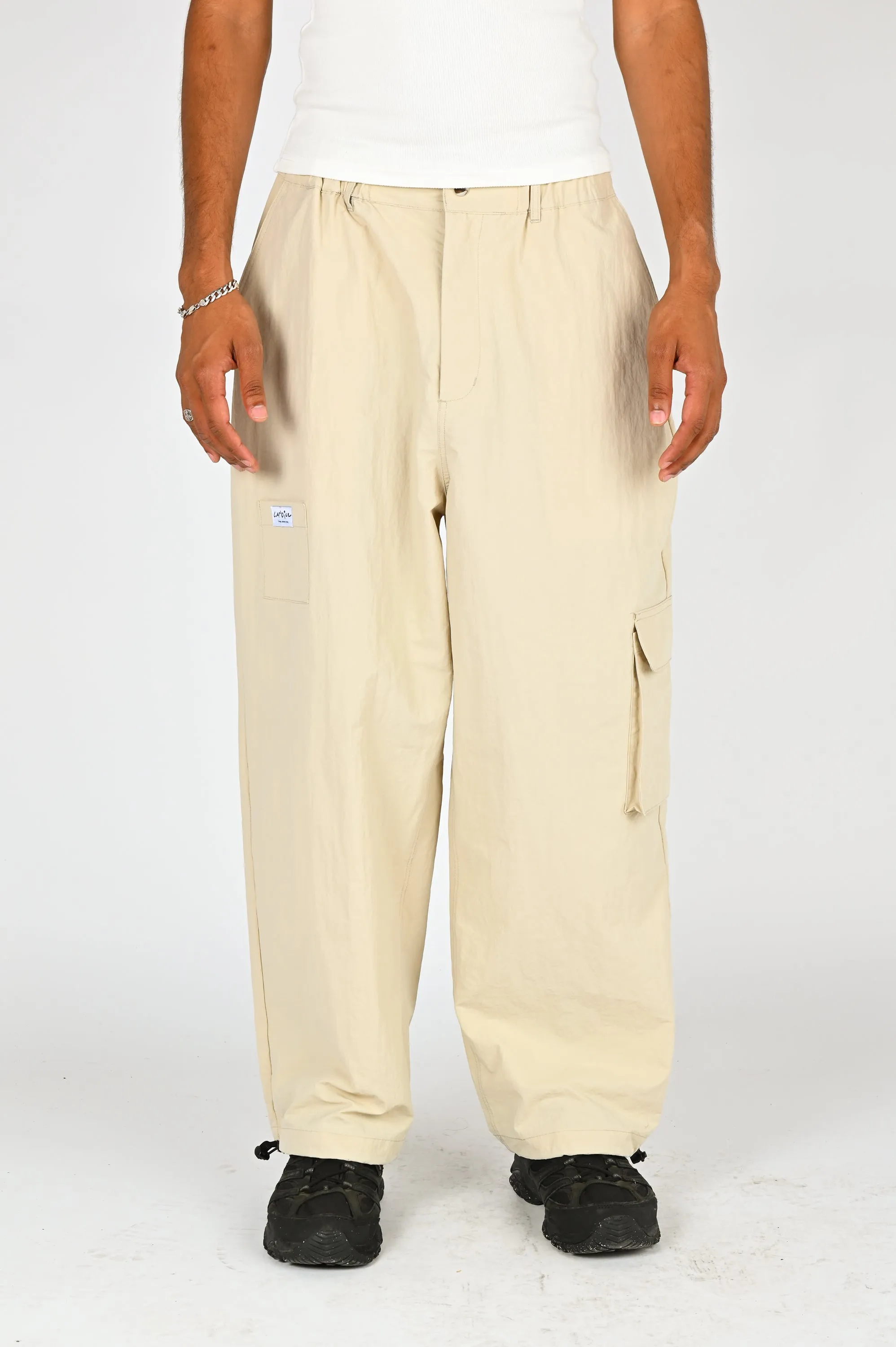 Candice 'Goodnight' Nylon Pants in Stone