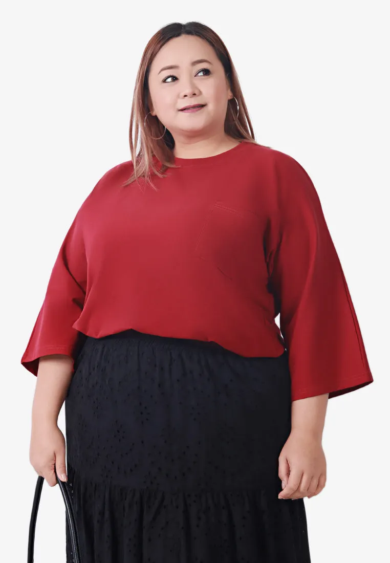 Cavina Cropped Sleeves Cotton Tee - Pine Green