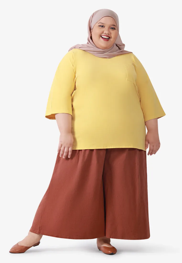 Cavina Cropped Sleeves Cotton Tee - Pine Green