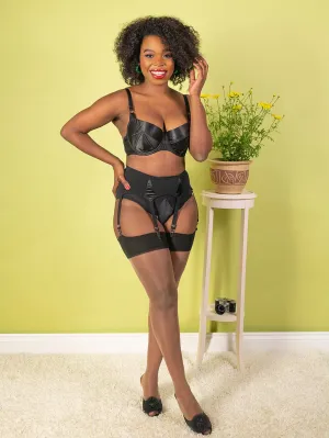 Contrast Seamed Stockings Cinnamon with Black