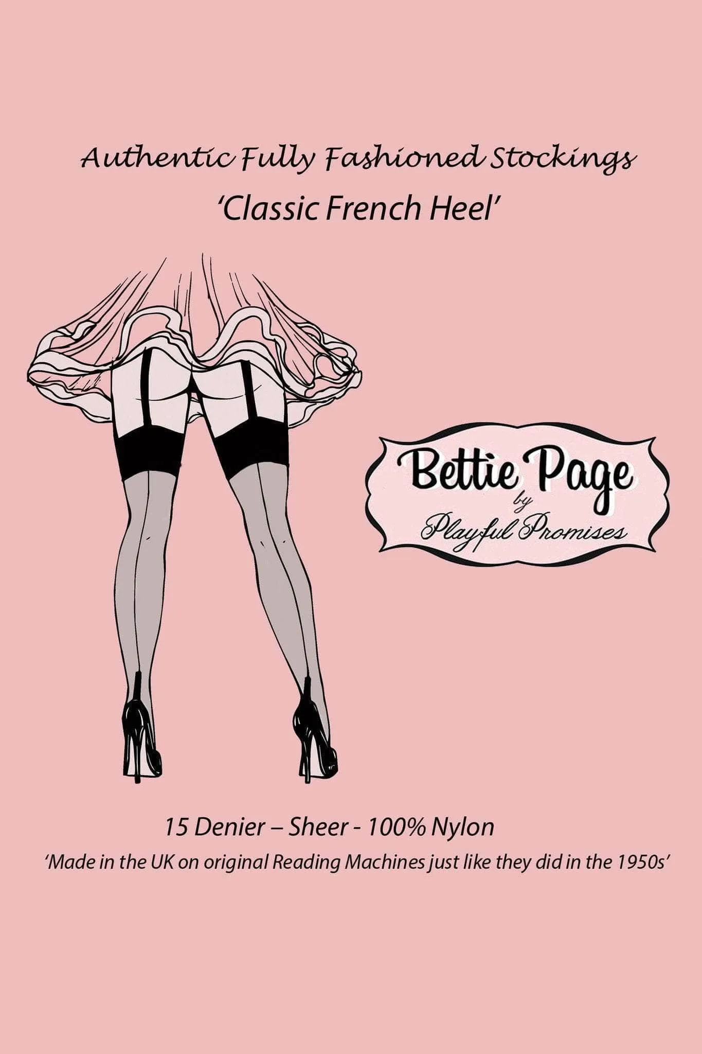 Fully Fashioned Nylon Point Heel Stockings - Chocolate