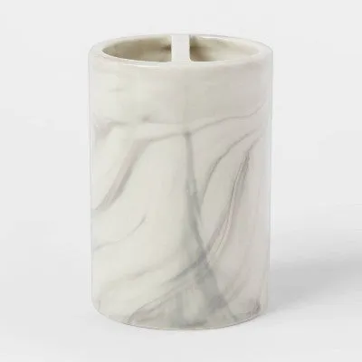 New - 4pc Marbled Ceramic Bathroom Accessories Set Marble - Threshold