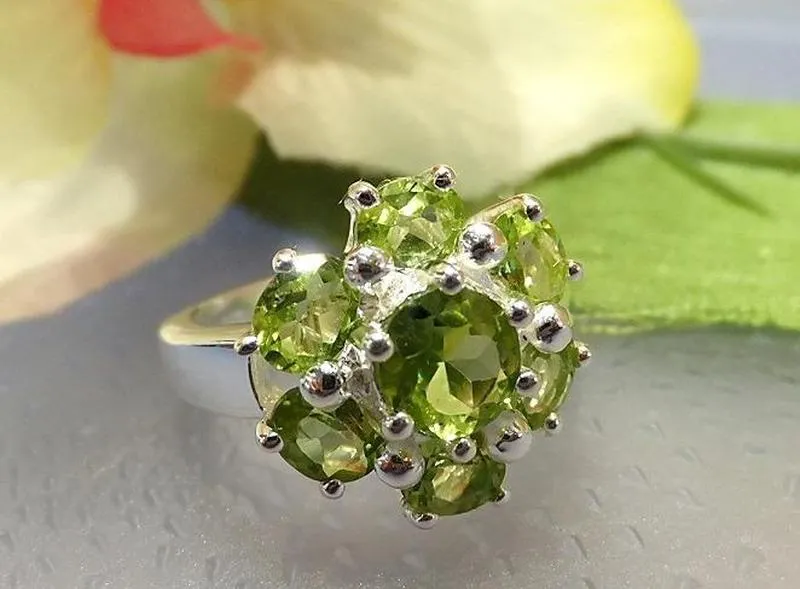 Peridot and Sterling Silver Gemstone Ring