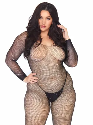 Plus Size Please Me Rhinestone Bodystocking