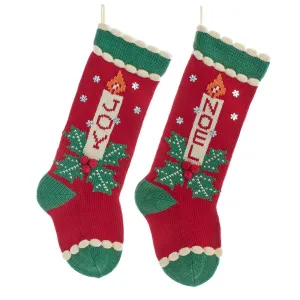 "Joy" and "Noel" Knit Stocking, 2 Assorted