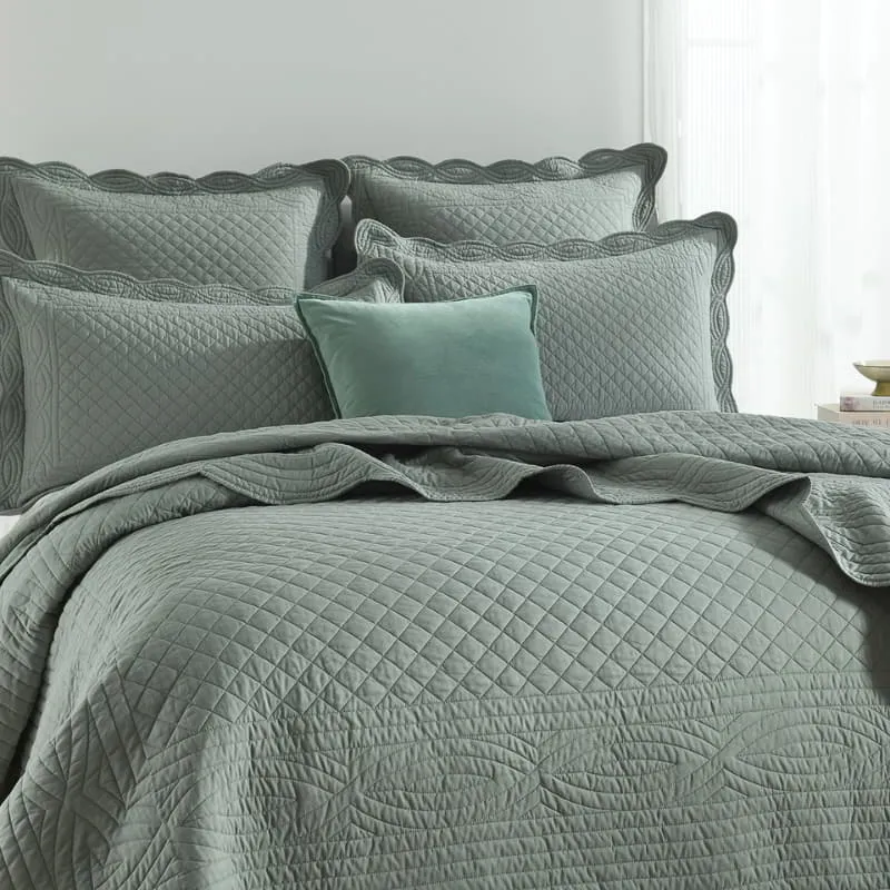 Renee Taylor Scallop Jacquard Juniper Coverlet Set