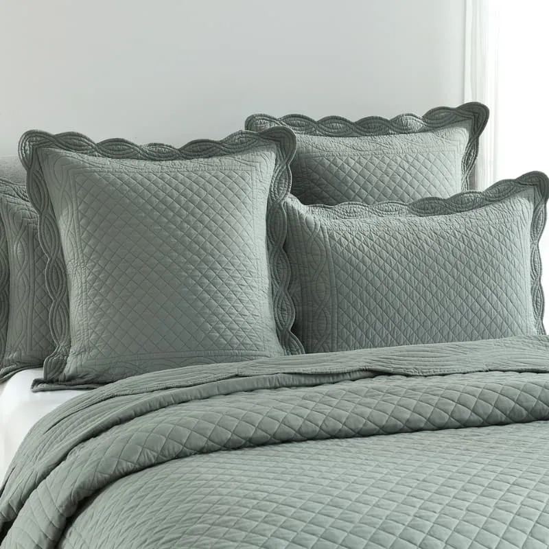 Renee Taylor Scallop Jacquard Juniper Coverlet Set