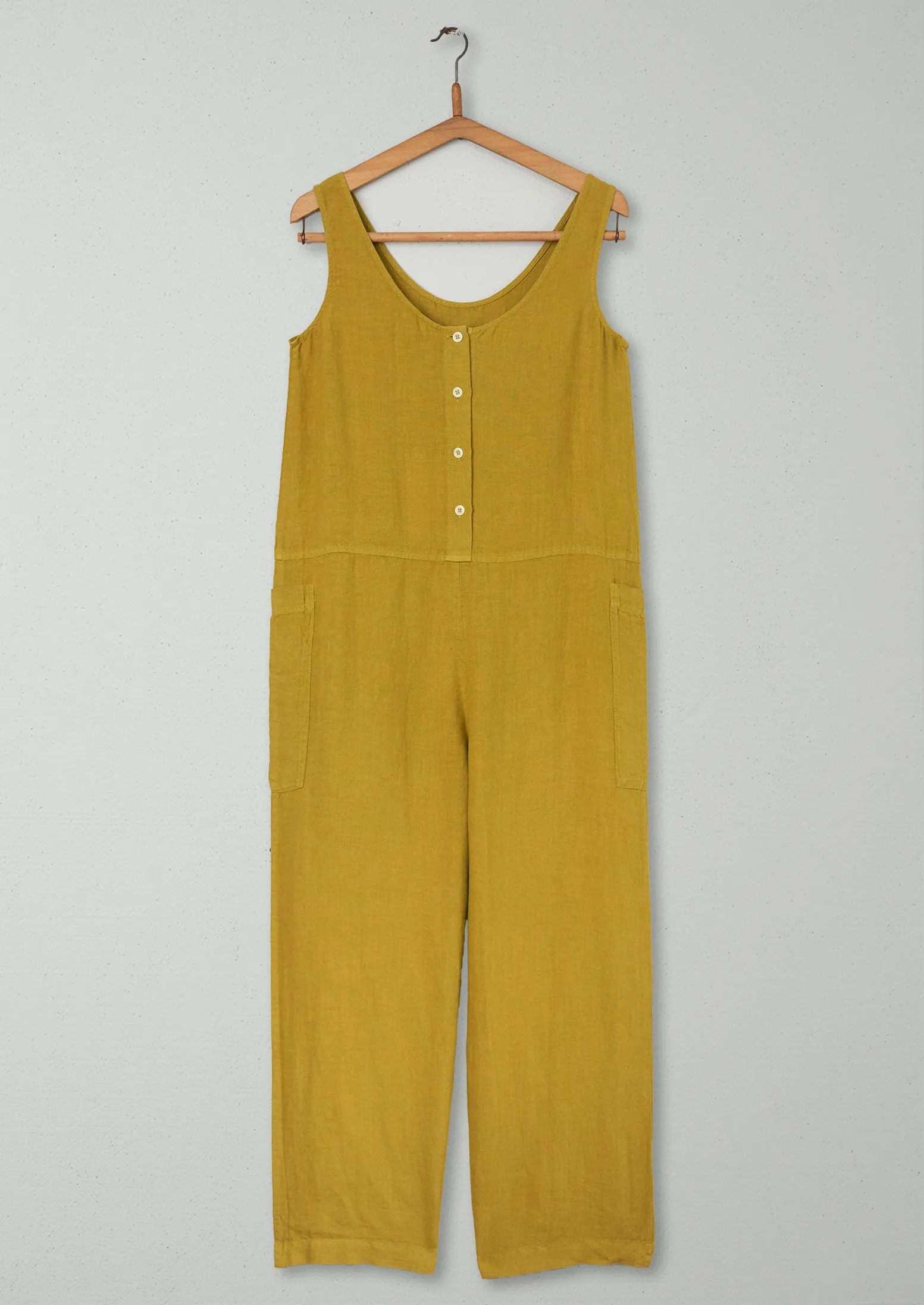 Reworn Linen Sleeveless Jumpsuit Size XS (300) | Citrus Green