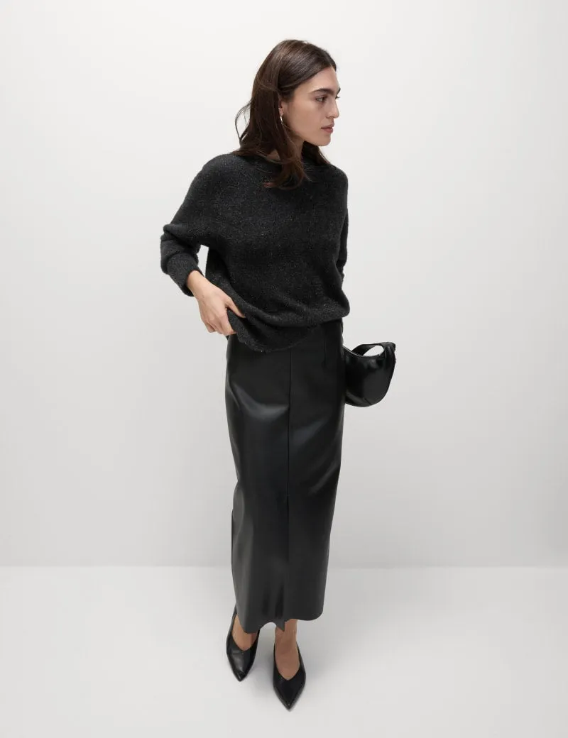 Ribbed Metallic Crew Neck Relaxed Jumper