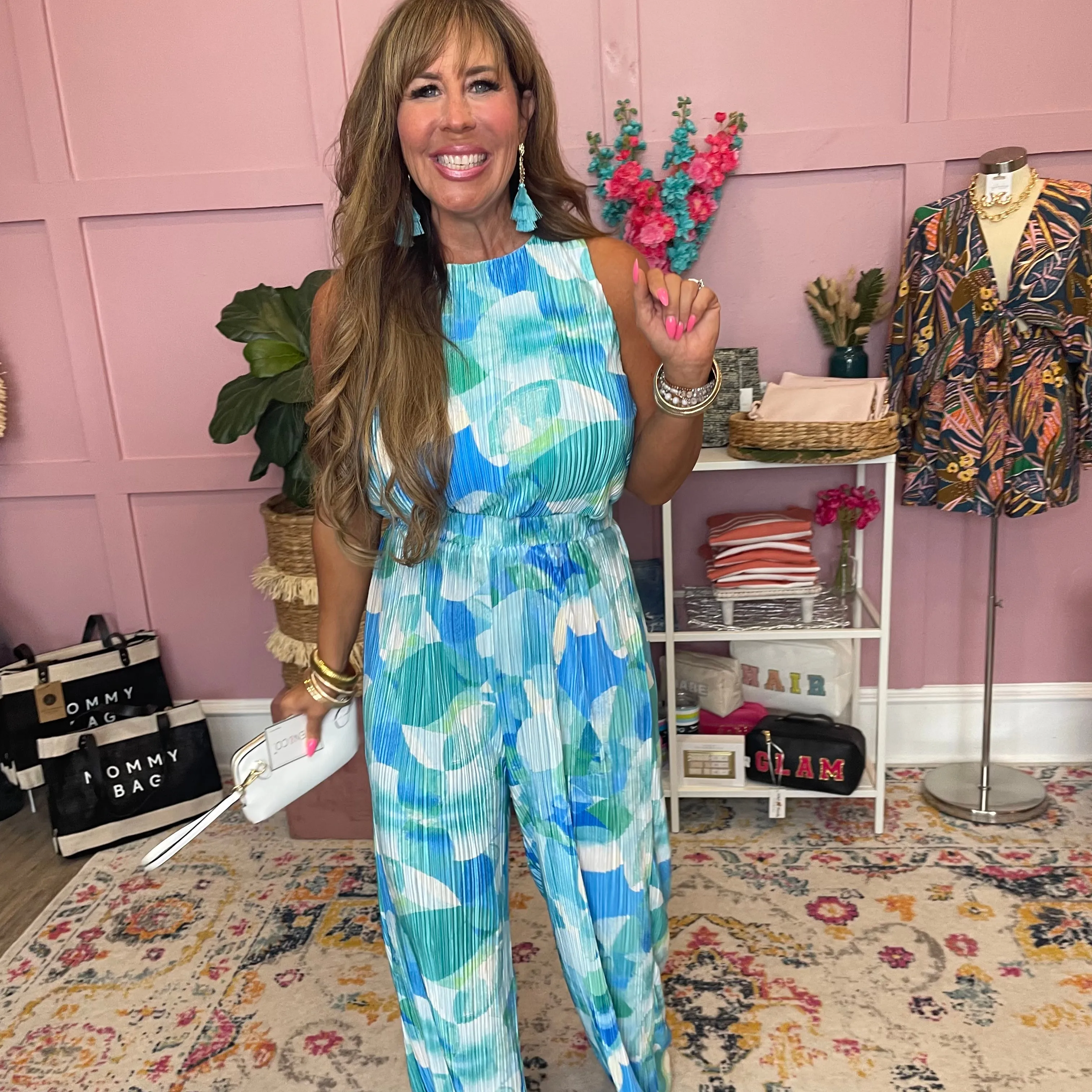 River Walk Printed Woven Plisse Top & Pant Set