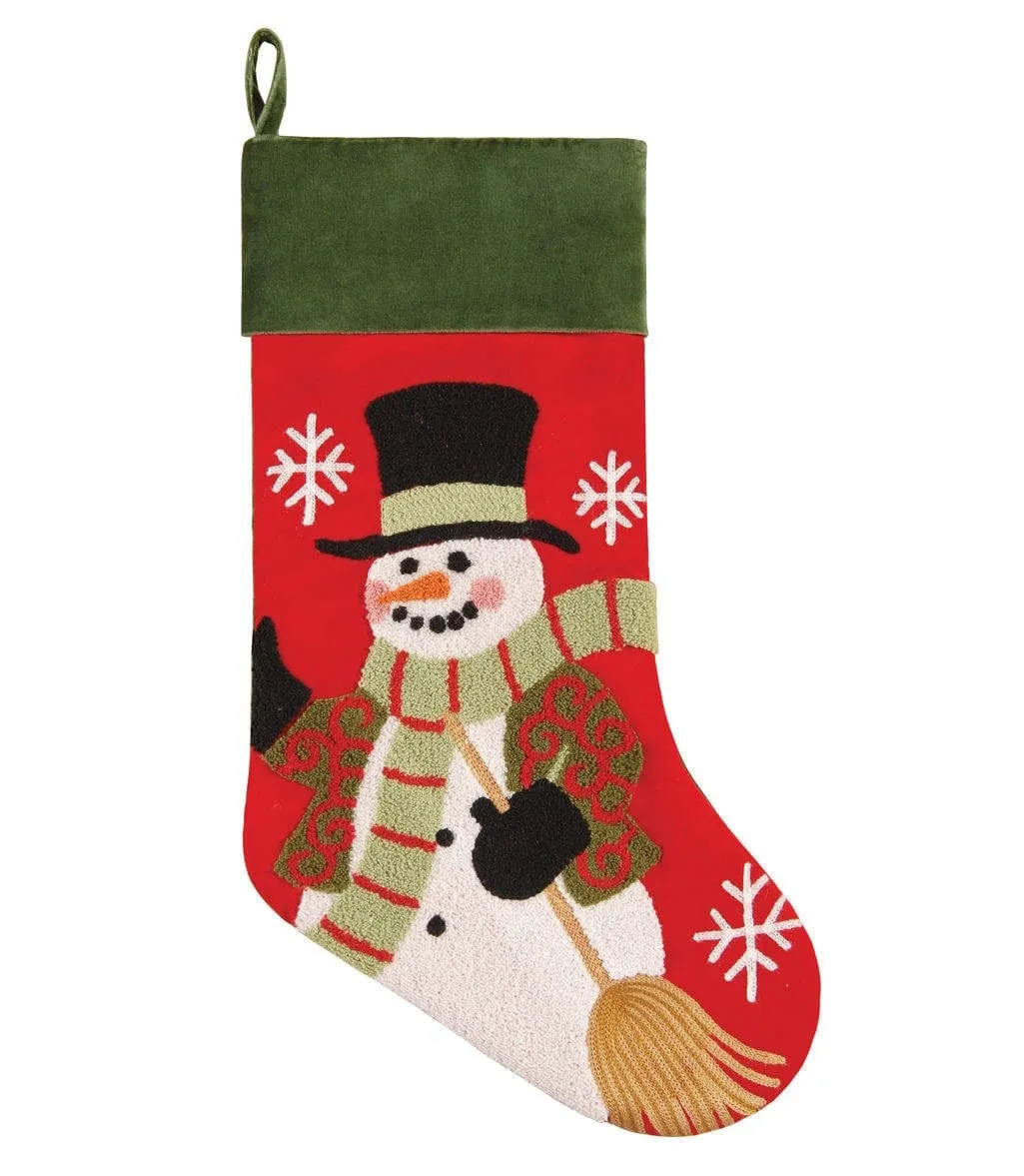 Whimsical Nutcracker or Cute Snowman Tufted Velvet Children's Christmas Stockings Embroidered and Personalized with Names Family Heirloom